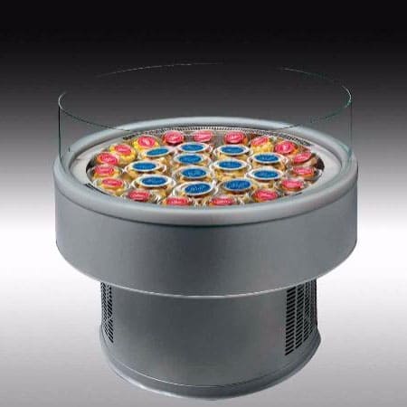 Холодильная витрина Arneg VIP круглая, в аренду, среднетемпературная, открытая выкладка, рекламная